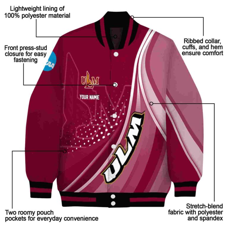 personalized louisiana monroe warhawks wave patterns red jacket new arrival