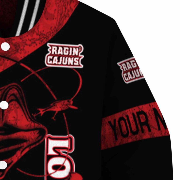 personalized louisiana ragin cajuns fishing rod black jacket premium grade