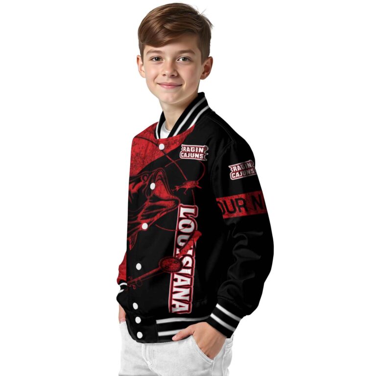 personalized louisiana ragin cajuns fishing rod black jacket trendy