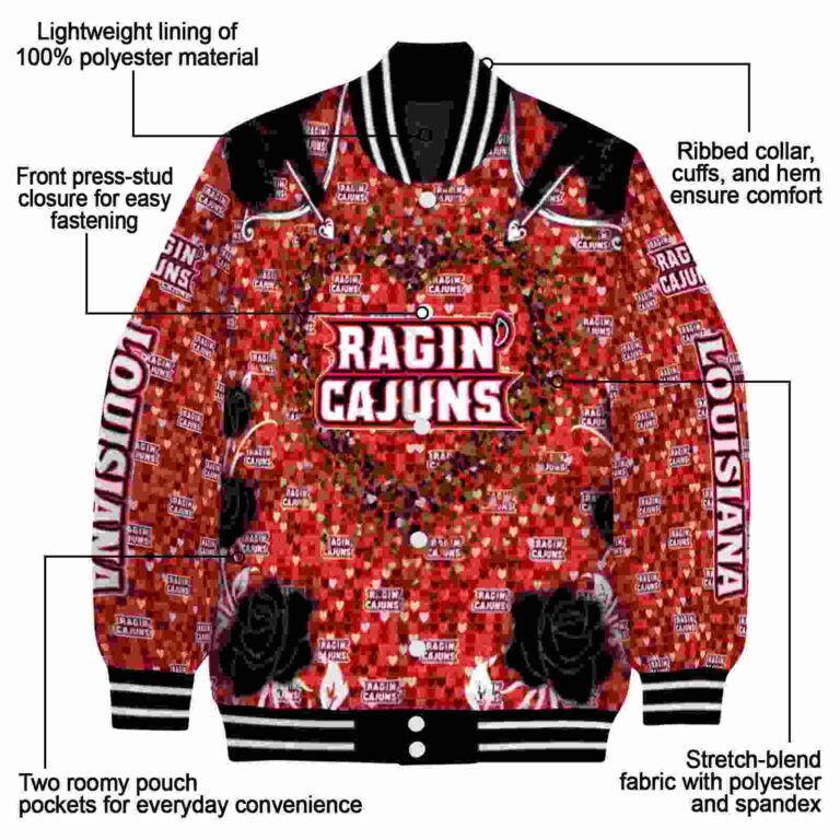personalized louisiana ragin cajuns heart explosion red jacket new arrival