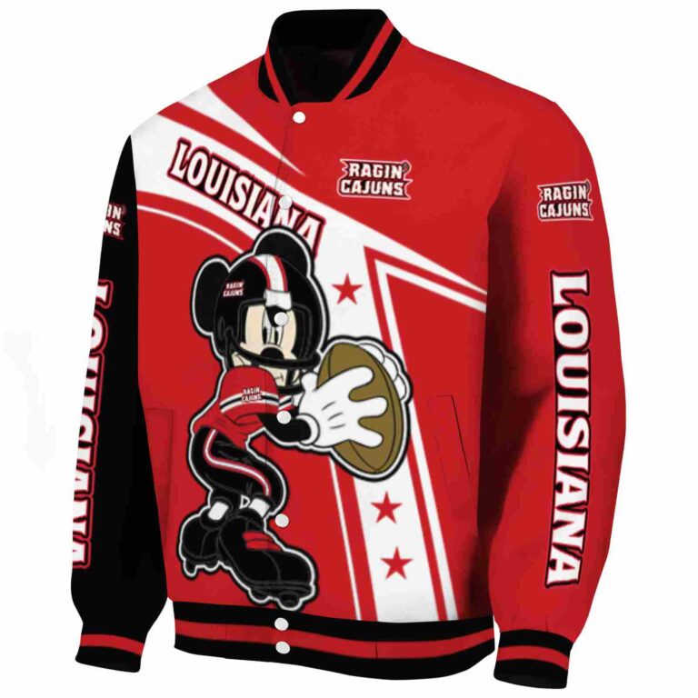 personalized louisiana ragin cajuns mickey football red white jacket best selling
