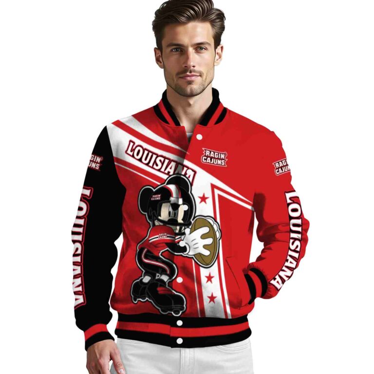 personalized louisiana ragin cajuns mickey football red white jacket high quality