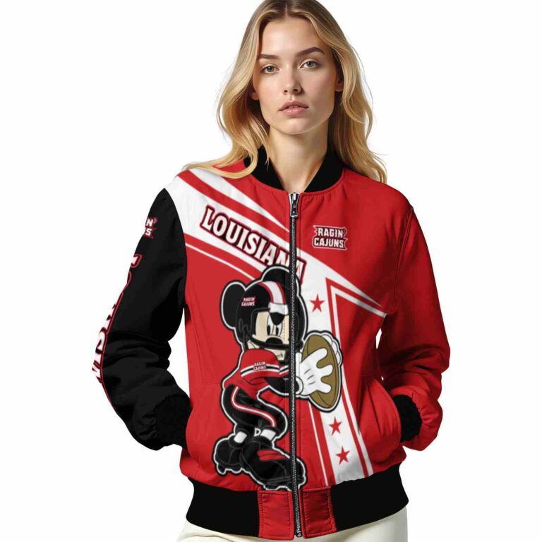 personalized louisiana ragin cajuns mickey football red white jacket latest model