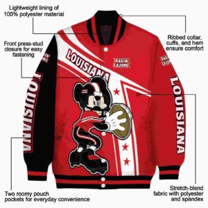 personalized louisiana ragin cajuns mickey football red white jacket new arrival