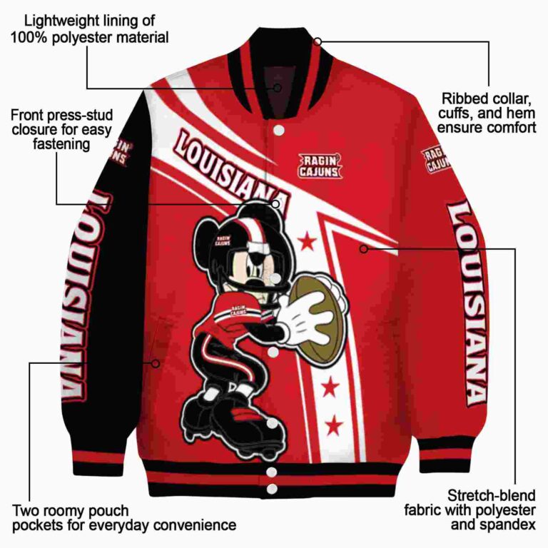 personalized louisiana ragin cajuns mickey football red white jacket new arrival