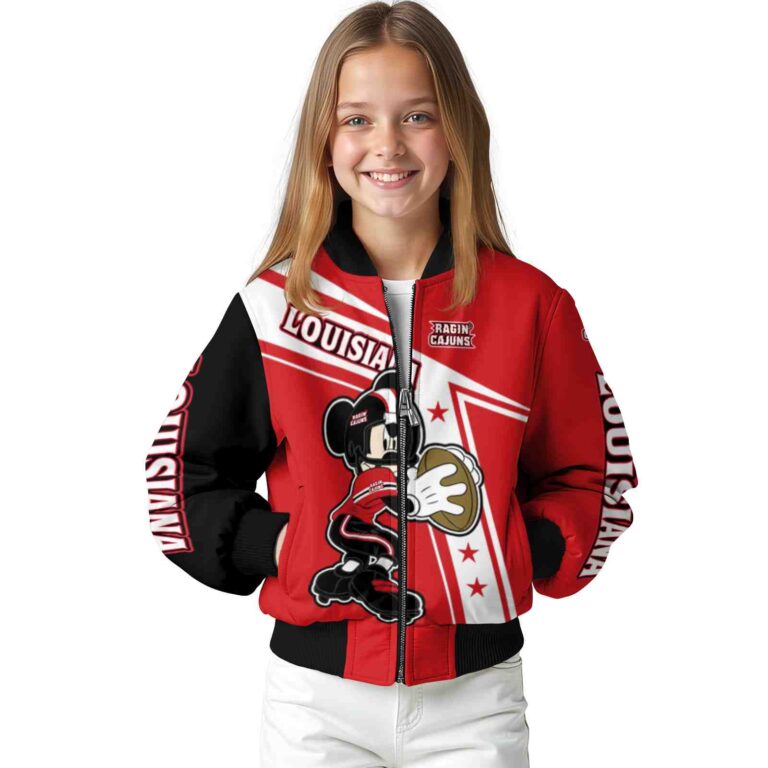 personalized louisiana ragin cajuns mickey football red white jacket top rated