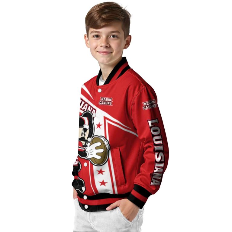personalized louisiana ragin cajuns mickey football red white jacket trendy