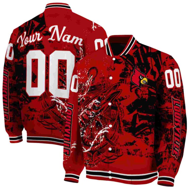 personalized louisville cardinals fishing art red jacket fashion forward