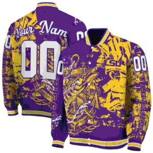personalized lsu tigers fishing art purple jacket fashion forward