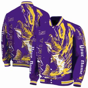 personalized lsu tigers fishing passion purple white jacket fashion forward