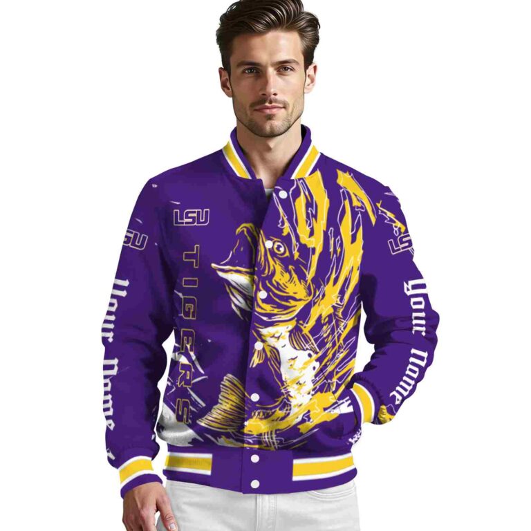personalized lsu tigers fishing passion purple white jacket high quality