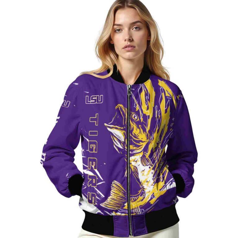 personalized lsu tigers fishing passion purple white jacket latest model