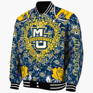 personalized marquette golden eagles heart explosion blue jacket best selling