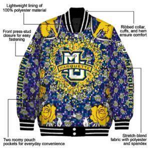 personalized marquette golden eagles heart explosion blue jacket new arrival
