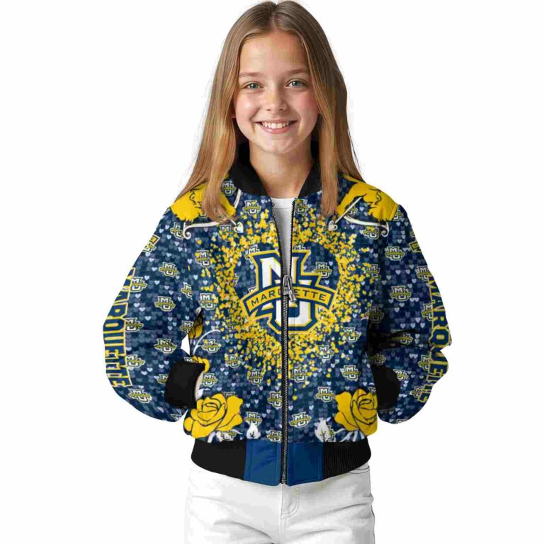 personalized marquette golden eagles heart explosion blue jacket top rated