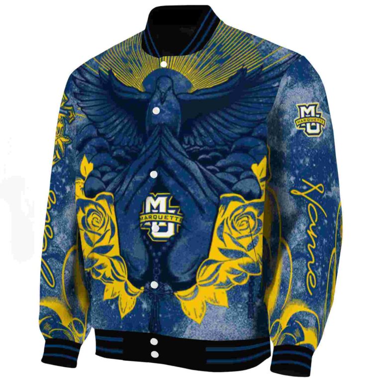 personalized marquette golden eagles praying hands blue jacket best selling