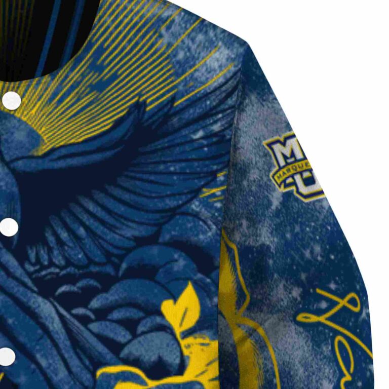 personalized marquette golden eagles praying hands blue jacket premium grade