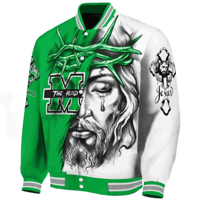 personalized marshall thundering herd jesus tears green white jacket best selling