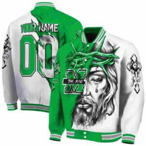 personalized marshall thundering herd jesus tears green white jacket fashion forward