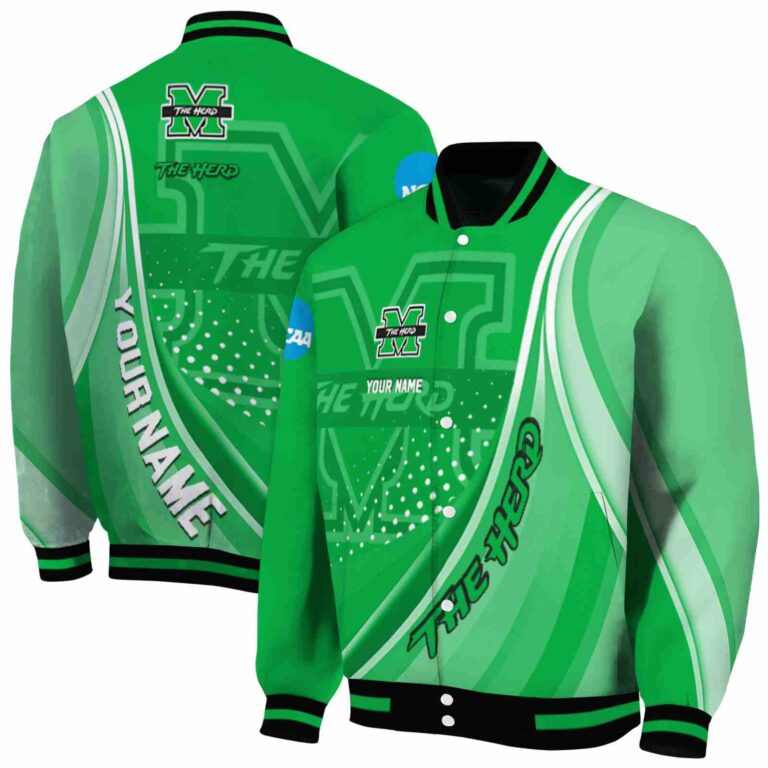 personalized marshall thundering herd wave patterns green jacket fashion forward