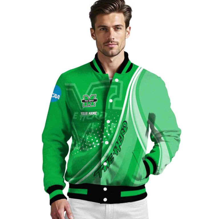 personalized marshall thundering herd wave patterns green jacket high quality