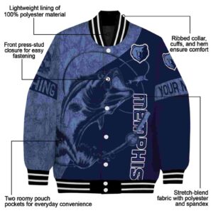 personalized memphis grizzlies fishing rod navy jacket new arrival