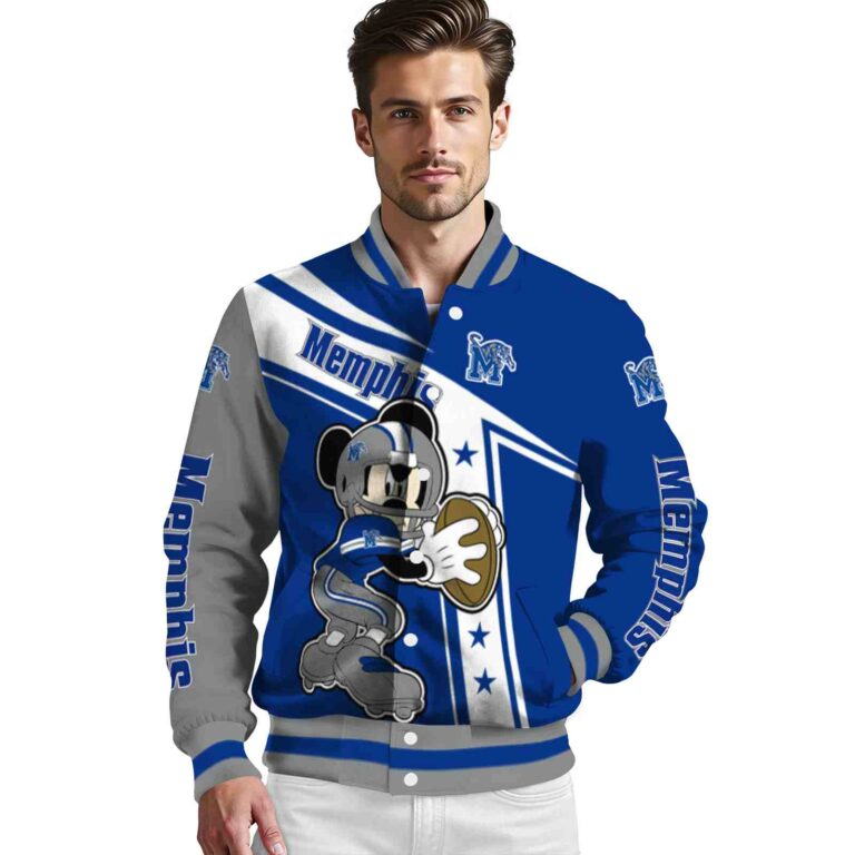 personalized memphis tigers mickey football blue white jacket high quality