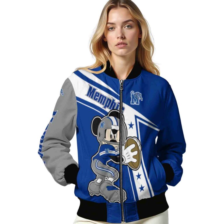 personalized memphis tigers mickey football blue white jacket latest model