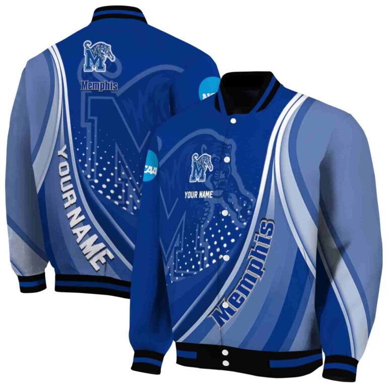 personalized memphis tigers wave patterns blue jacket fashion forward