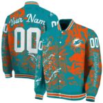 personalized miami dolphins fishing art aqua jacket best selling