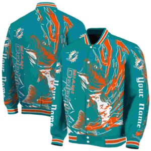 personalized miami dolphins fishing passion aqua white jacket fashion forward