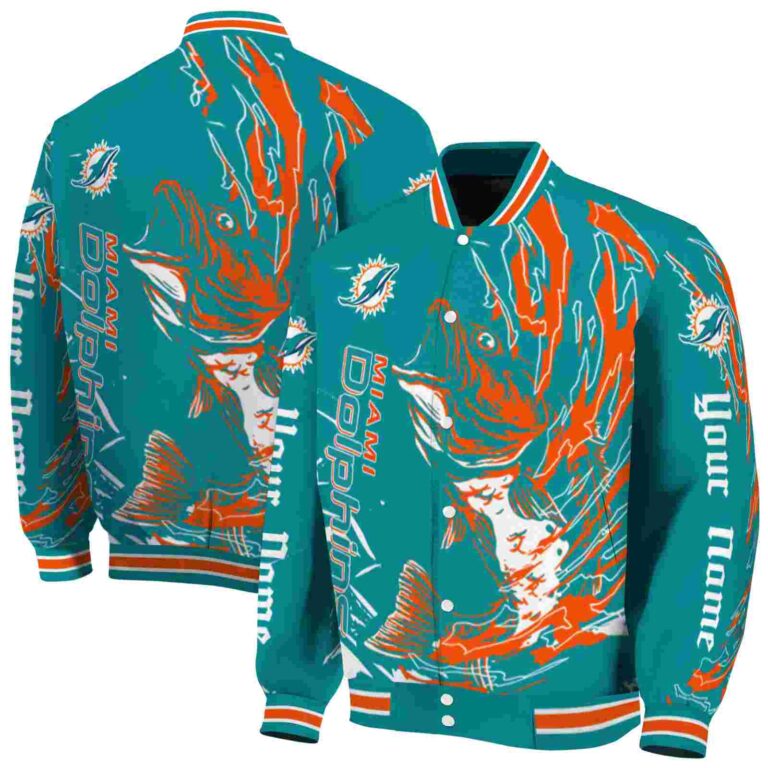 personalized miami dolphins fishing passion aqua white jacket fashion forward