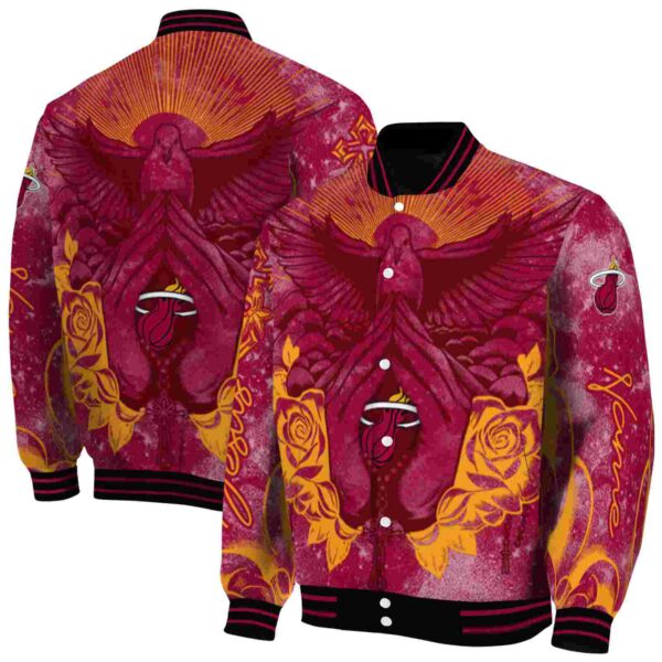 personalized miami heat praying hands red jacket fashion forward