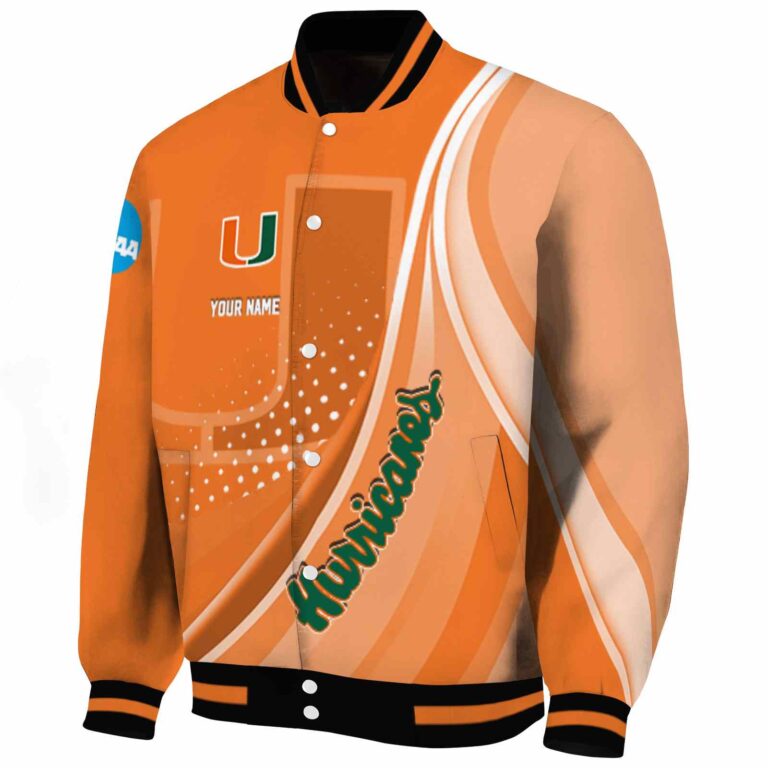 personalized miami hurricanes wave patterns orange jacket best selling