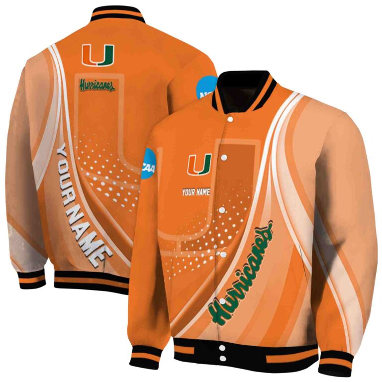 personalized miami hurricanes wave patterns orange jacket fashion forward
