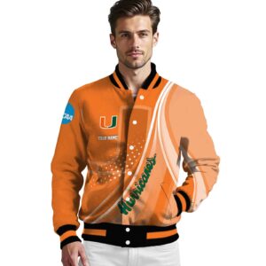 personalized miami hurricanes wave patterns orange jacket high quality
