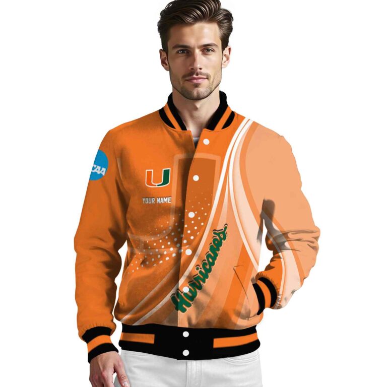 personalized miami hurricanes wave patterns orange jacket high quality