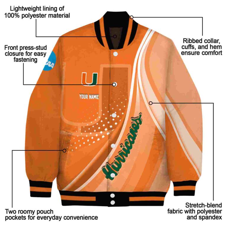 personalized miami hurricanes wave patterns orange jacket new arrival