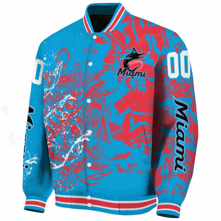 personalized miami marlins fishing art blue jacket best selling