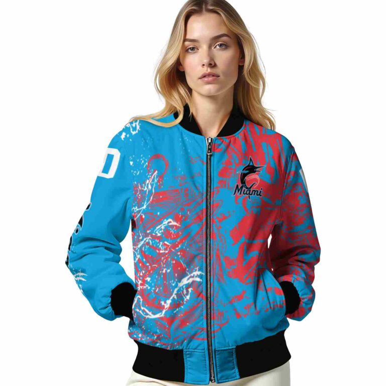 personalized miami marlins fishing art blue jacket latest model