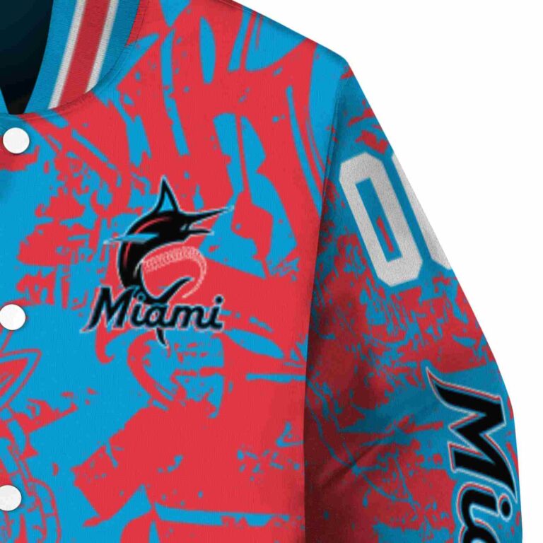 personalized miami marlins fishing art blue jacket premium grade
