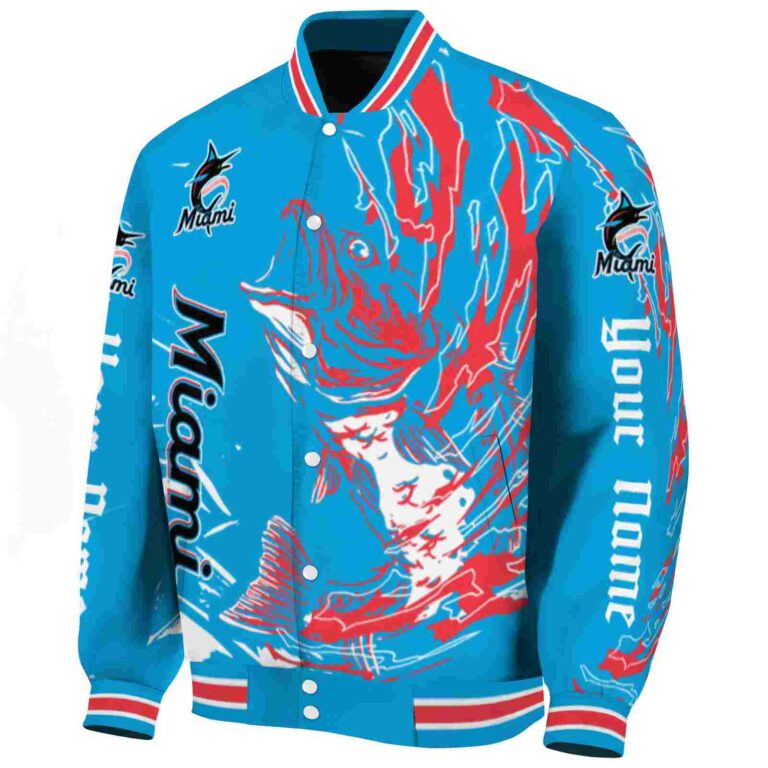 personalized miami marlins fishing passion blue white jacket best selling