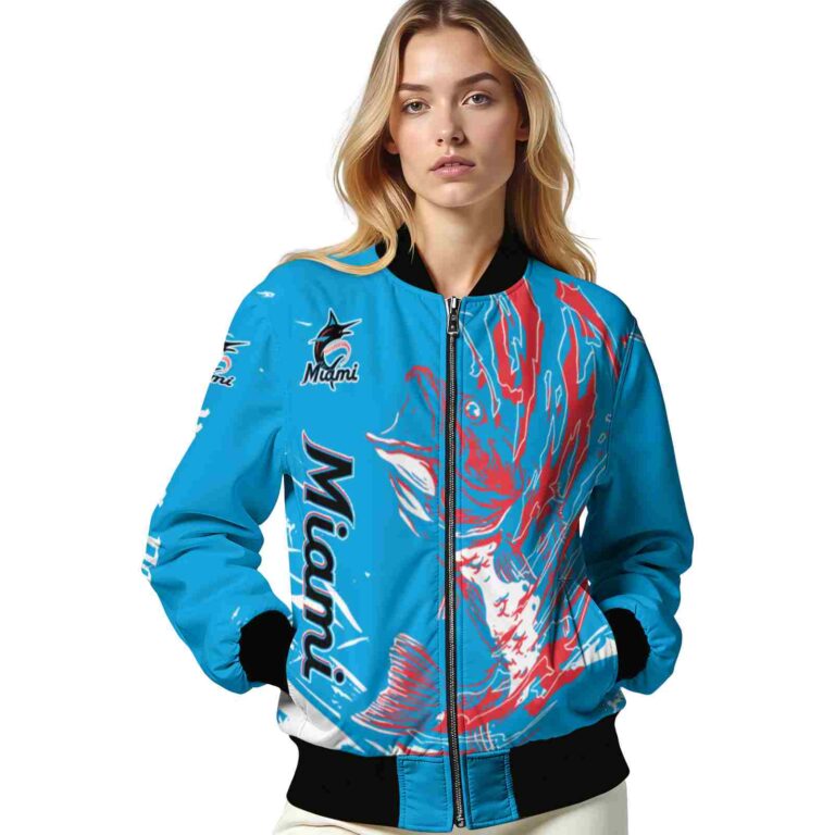 personalized miami marlins fishing passion blue white jacket latest model