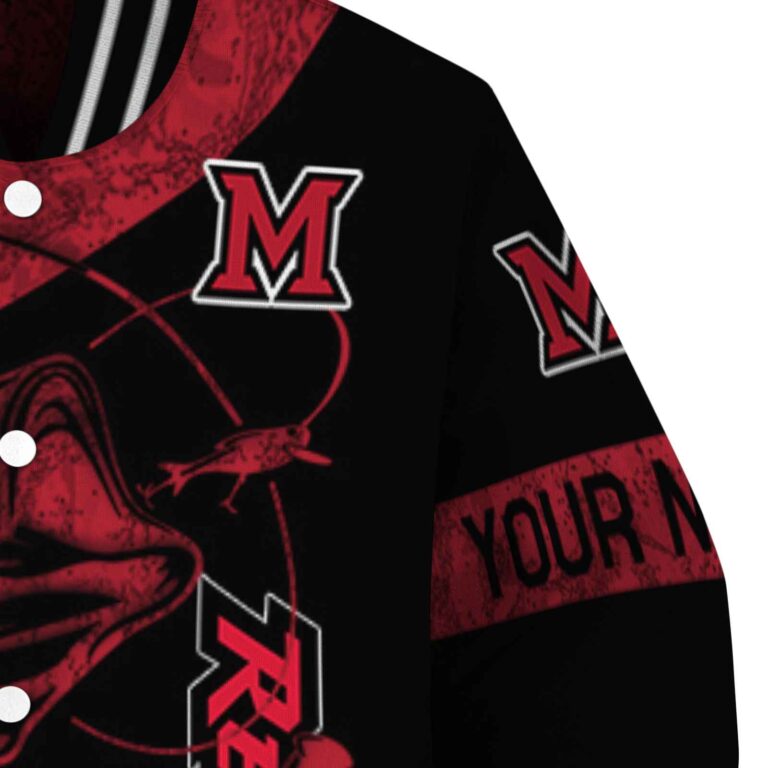 personalized miami redhawks fishing rod black jacket premium grade