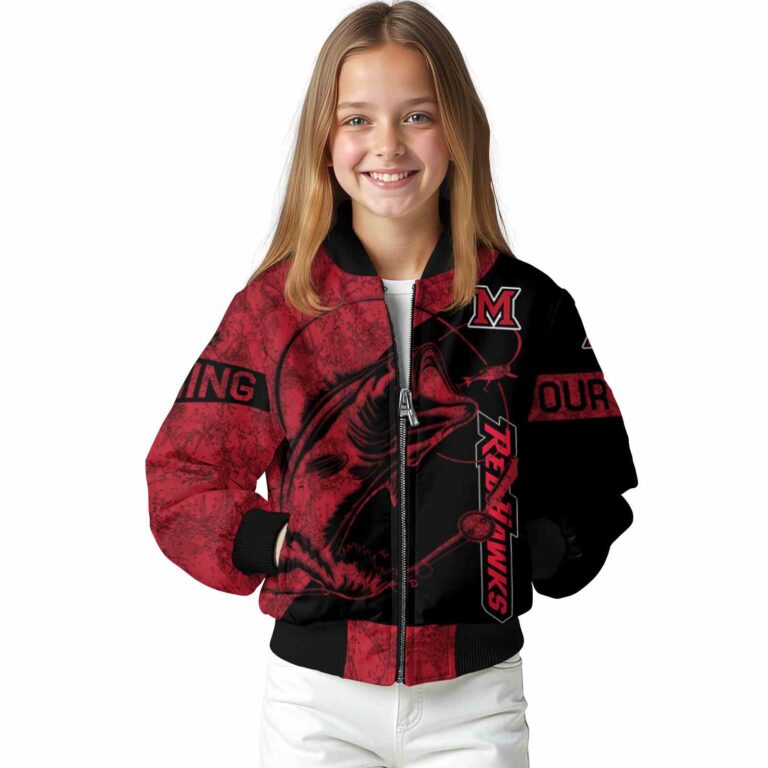 personalized miami redhawks fishing rod black jacket top rated