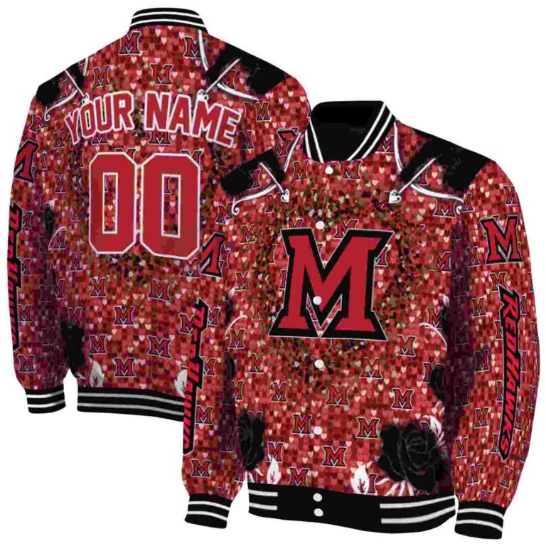 personalized miami redhawks heart explosion red jacket fashion forward