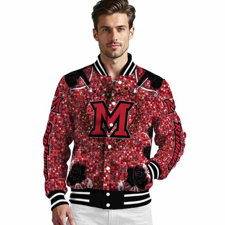 personalized miami redhawks heart explosion red jacket high quality