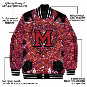 personalized miami redhawks heart explosion red jacket new arrival