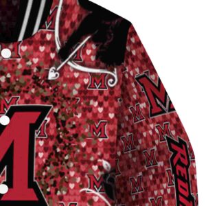 personalized miami redhawks heart explosion red jacket premium grade