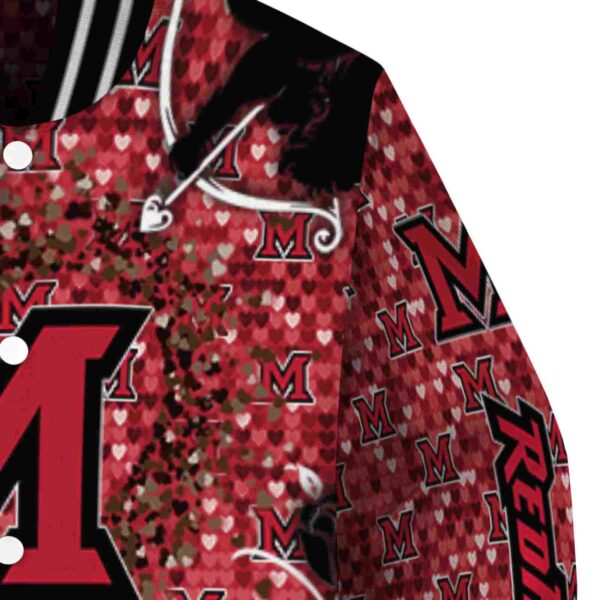 personalized miami redhawks heart explosion red jacket premium grade